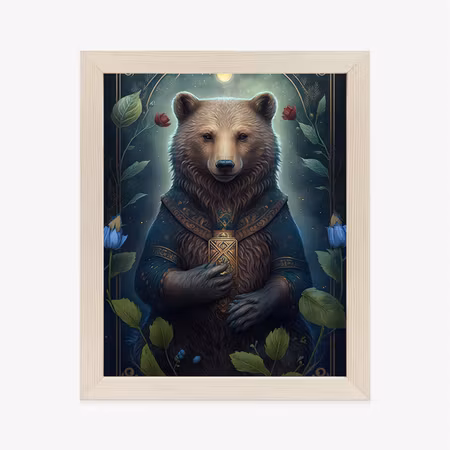 Poster med ram - Fantasy graphics with a bear