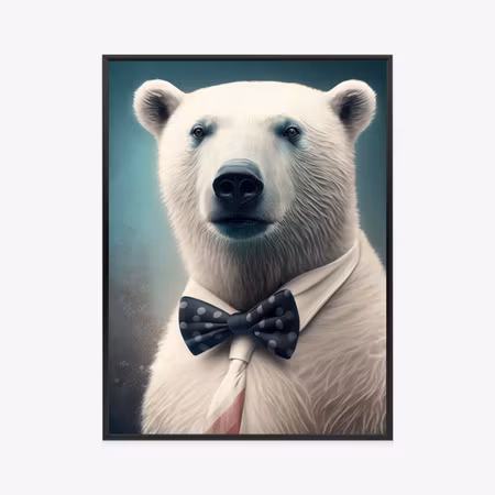 Poster med ram - Stylish bear in a bow tie