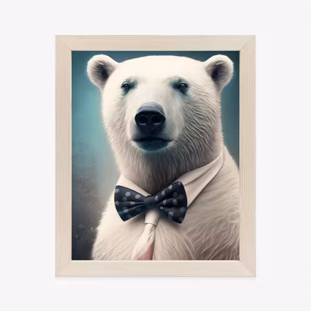Poster med ram - Stylish bear in a bow tie