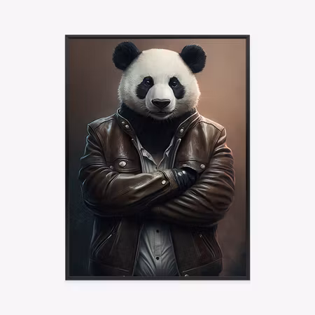 Poster med ram - Panda bear in a jacket