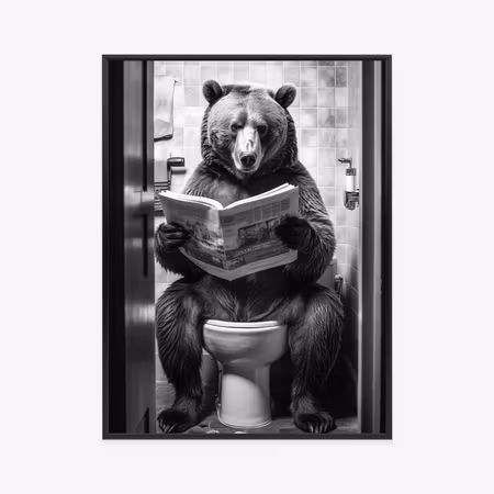 Poster med ram - Black and white bear in the