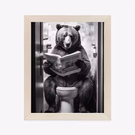 Poster med ram - Black and white bear in the