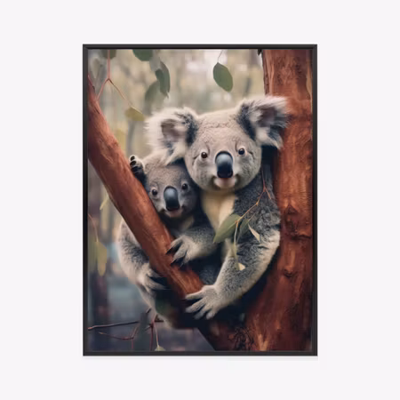 Poster med ram - Two koala bears on a branch