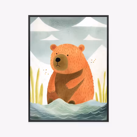 Poster med ram - A bear by the water