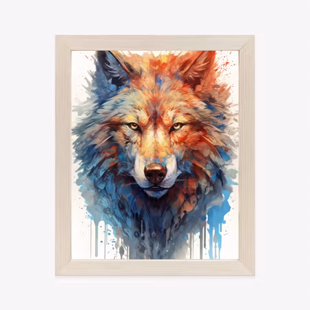 Poster med ram - Portrait with a wolf amp s head