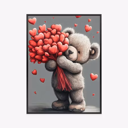 Poster med ram - A bear with hearts