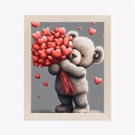 Poster med ram - A bear with hearts
