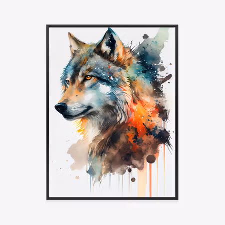 Poster med ram - Multicolored wolf portrait