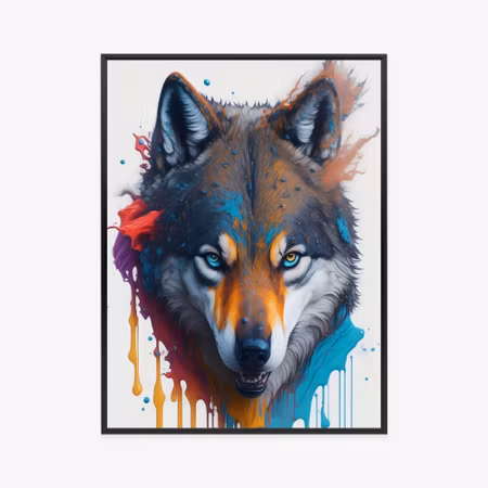 Poster med ram - Portrait of a wolf in different