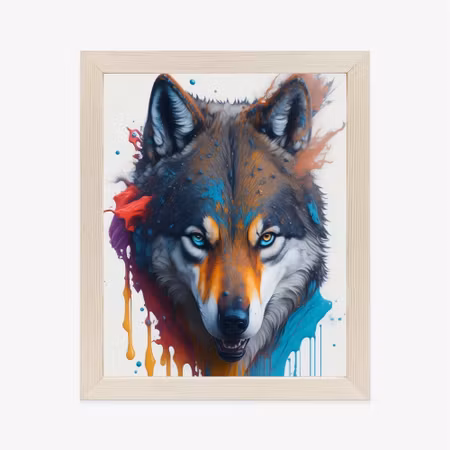 Poster med ram - Portrait of a wolf in different
