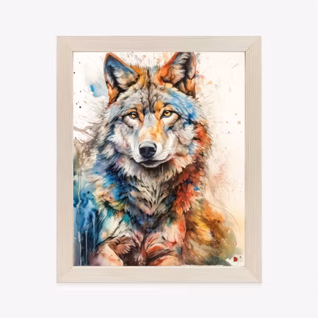 Poster med ram - Multicolored wolf portrait