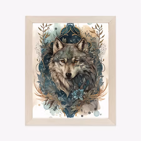 Poster med ram - Ornament with a wolf