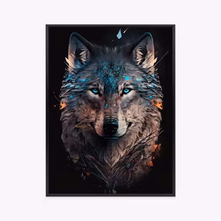 Poster med ram - Magic wolf