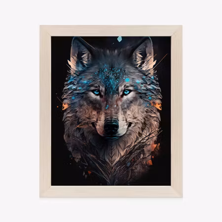 Poster med ram - Magic wolf