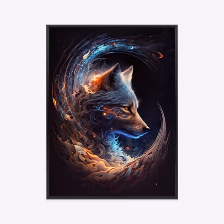 Poster med ram - Wolf in the dark