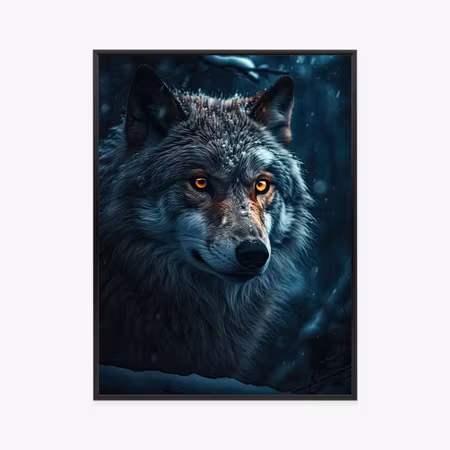 Poster med ram - Wolf in the dark forest