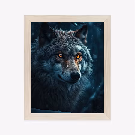 Poster med ram - Wolf in the dark forest
