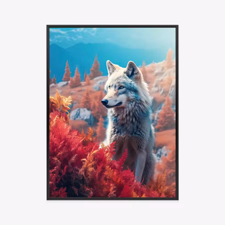 Poster med ram - Wolf in nature in a mountain