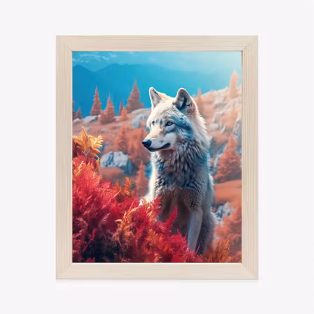 Poster med ram - Wolf in nature in a mountain