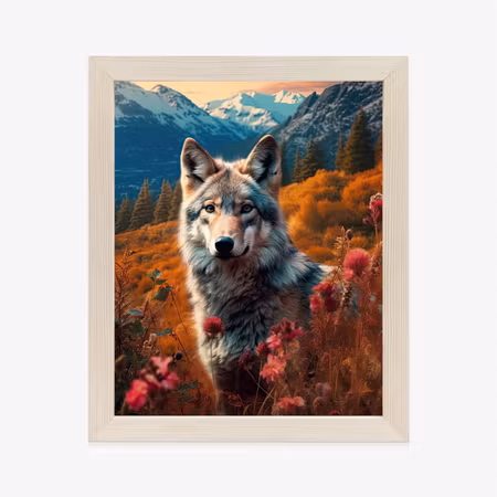 Poster med ram - Wolf in nature in a mountain