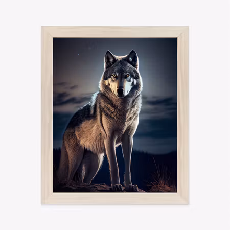 Poster med ram - Wolf on the rock mountain