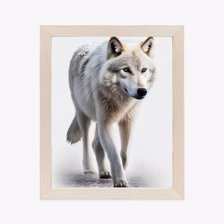 Poster med ram - Majestic wolf on a white