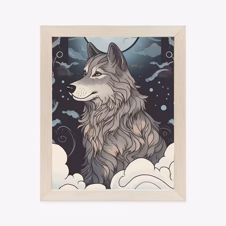 Poster med ram - The wolf and the moon