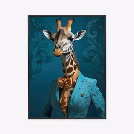 Poster med ram - Giraffe in human clothes