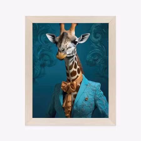 Poster med ram - Giraffe in human clothes