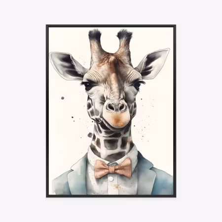 Poster med ram - Giraffe in a bow tie