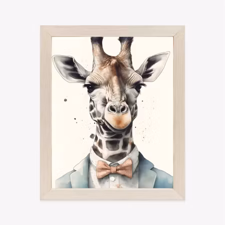 Poster med ram - Giraffe in a bow tie