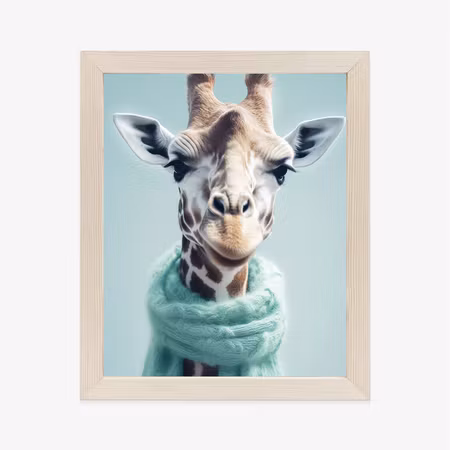 Poster med ram - Giraffe in a celadon scarf