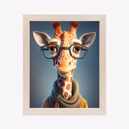 Poster med ram - Giraffe in a jacket and scarf