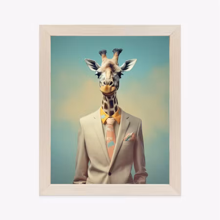 Poster med ram - Giraffe as a groom in costume
