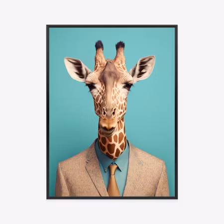 Poster med ram - Giraffe in a tie and jacket