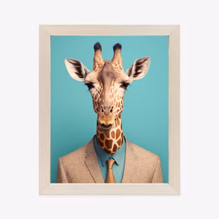 Poster med ram - Giraffe in a tie and jacket