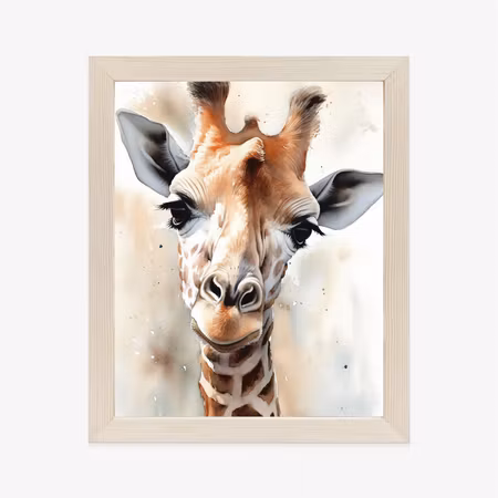 Poster med ram - Young giraffe with a cute look
