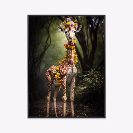 Poster med ram - A young giraffe with a cover of