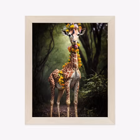 Poster med ram - A young giraffe with a cover of