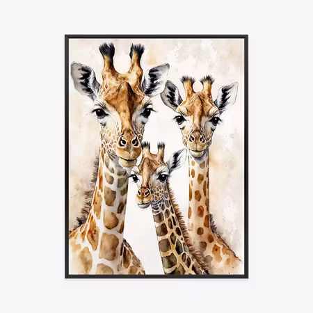 Poster med ram - Giraffe family