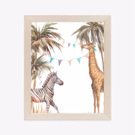 Poster med ram - Safari with elephant leopard