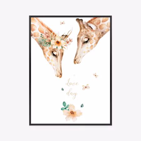 Poster med ram - Two giraffes looking down