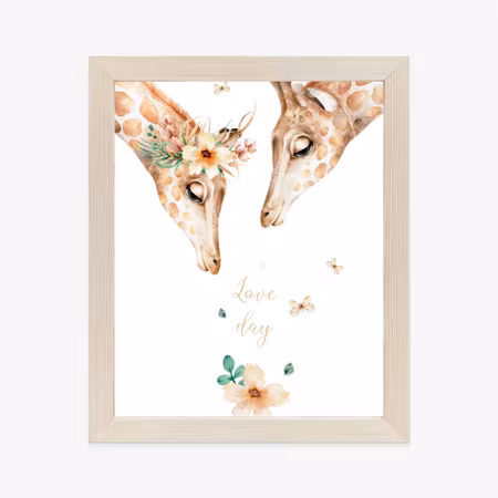 Poster med ram - Two giraffes looking down