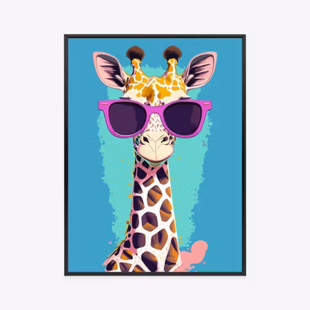 Poster med ram - Giraffe in sunglasses