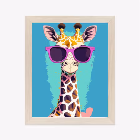 Poster med ram - Giraffe in sunglasses