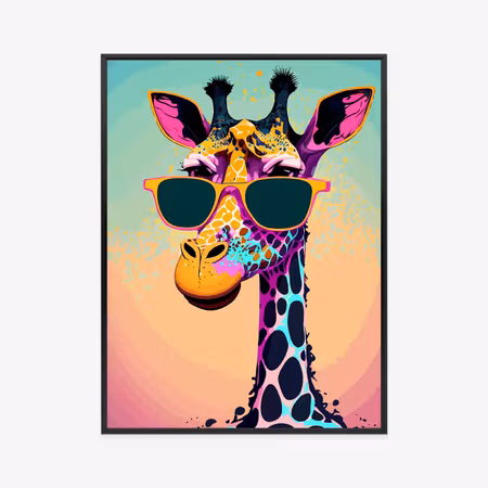 Poster med ram - Giraffe in sunglasses