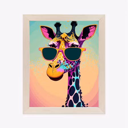 Poster med ram - Giraffe in sunglasses