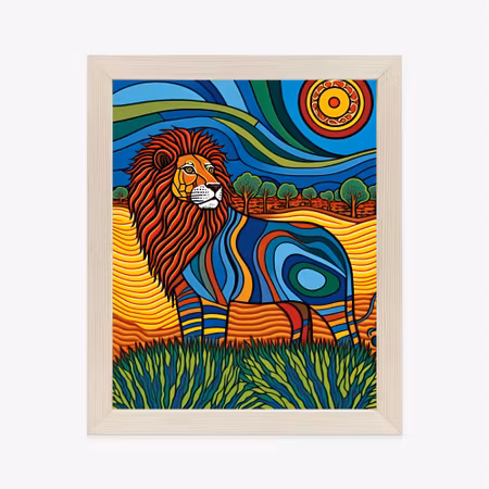 Poster med ram - Surrealistic lion graphics