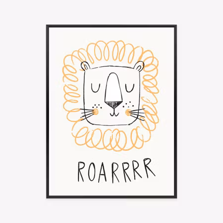 Poster med ram - Child amp s portrait of a lion