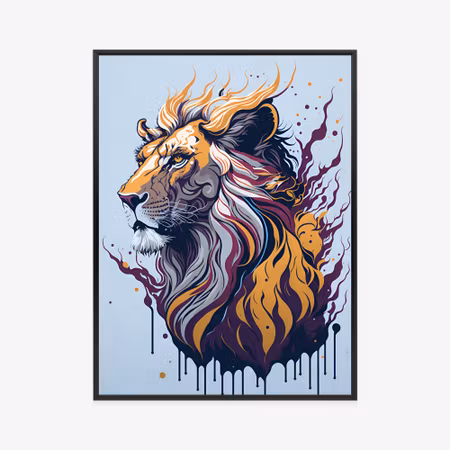 Poster med ram - Lion on modern graphics